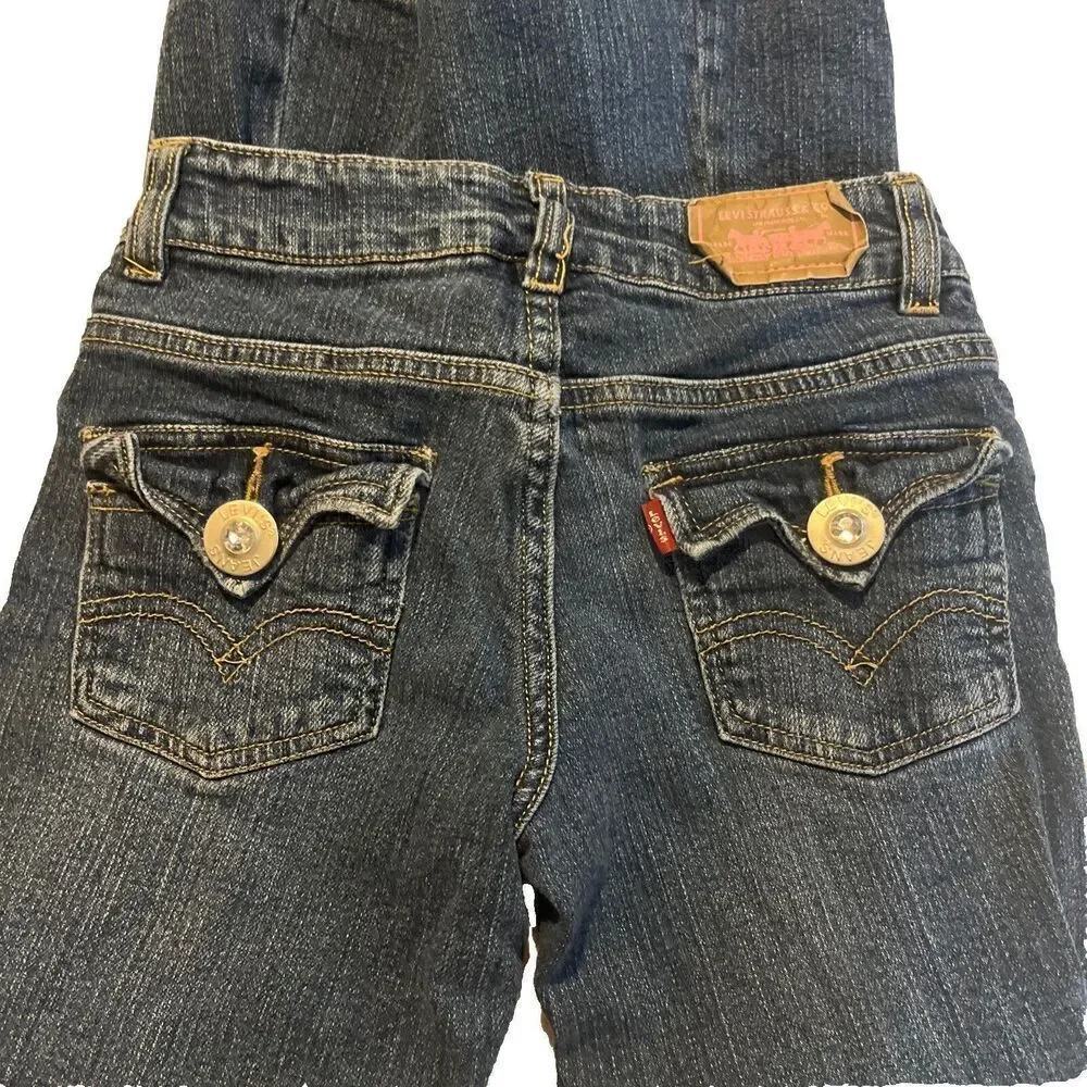 Levi's girls denim jeans size 8 with adjustable waist flap pockets
